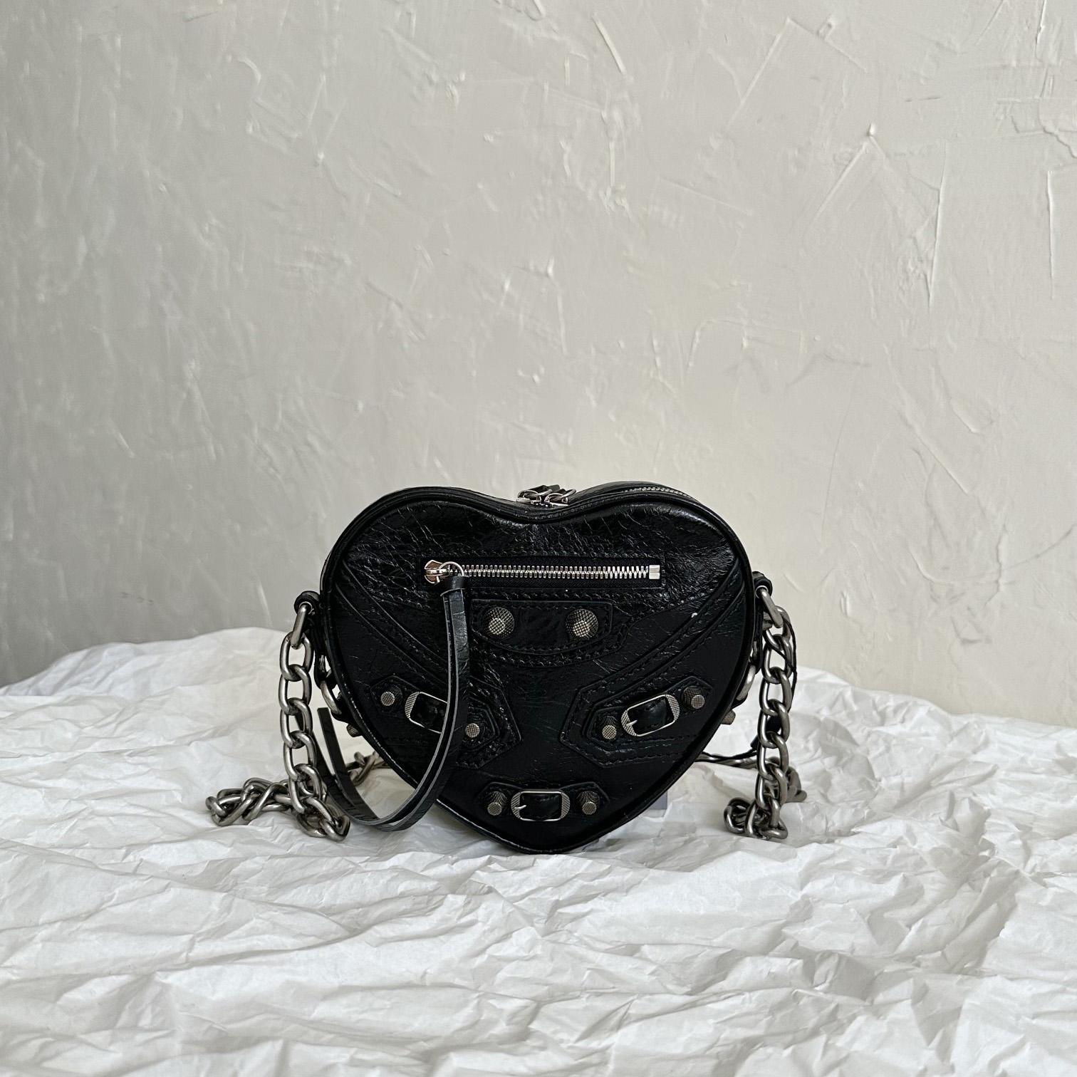 Balenciaga Le Cagole Heart Mini Bag In Black(16-12.7-4.5cm) - DopestKickz