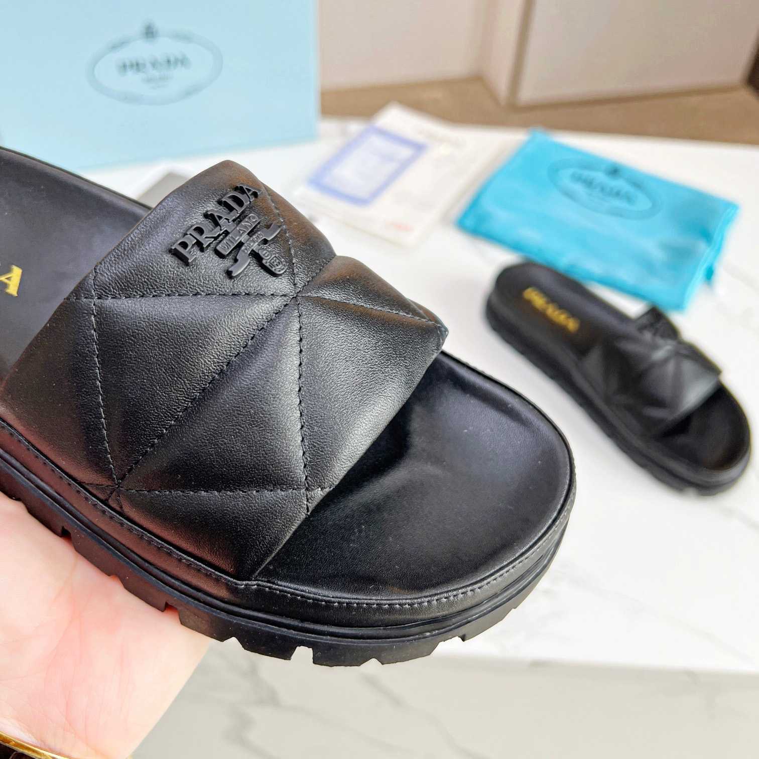 Prada Quilted Nappa Leather Slides - DopestKickz