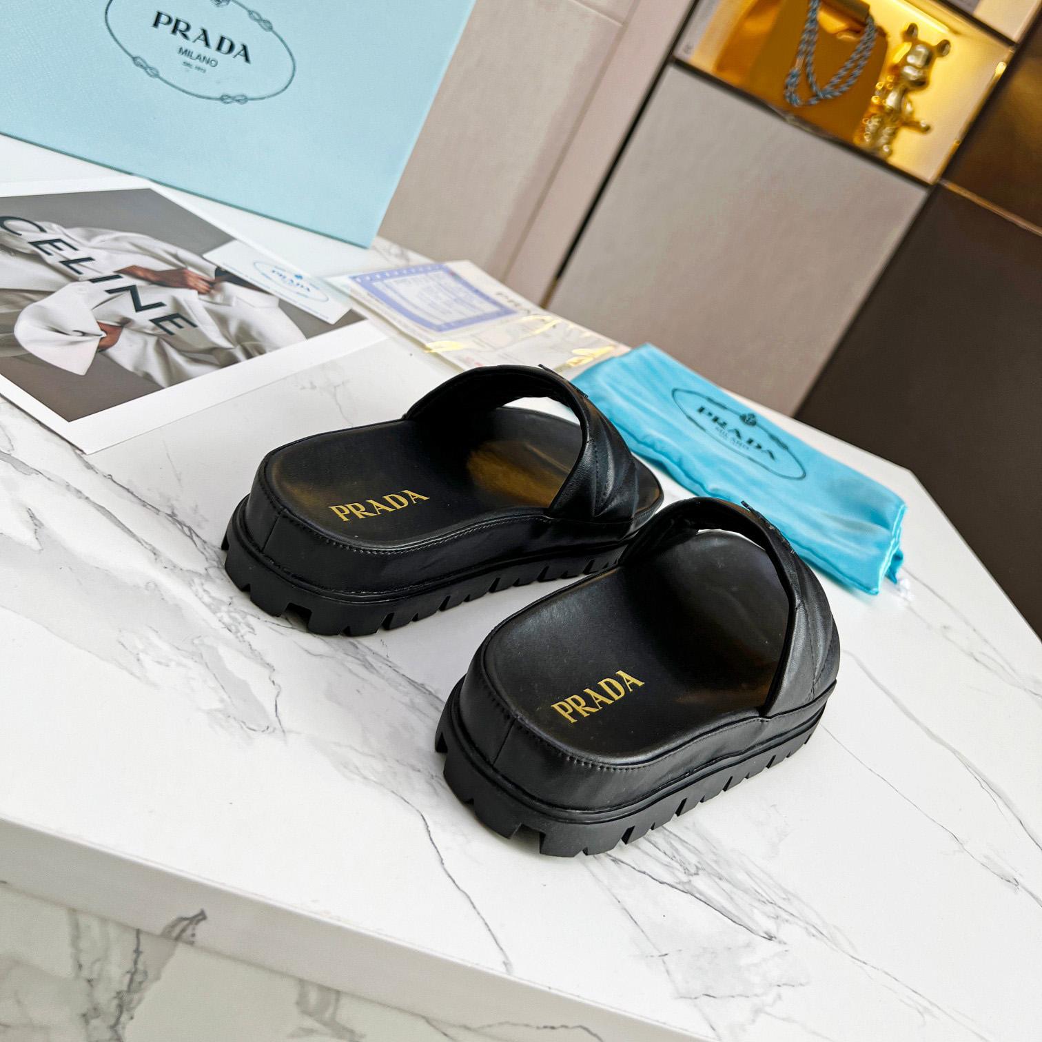 Prada Quilted Nappa Leather Slides - DopestKickz