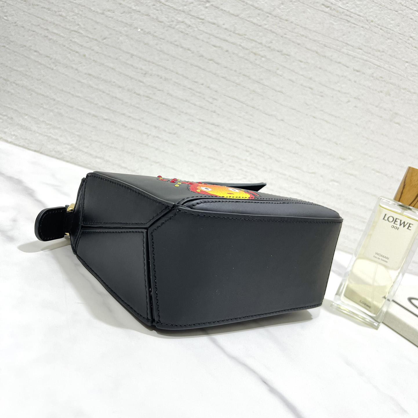 Loewe Calcifer Mini Puzzle Bag In Satin Calfskin And Crystal - DopestKickz