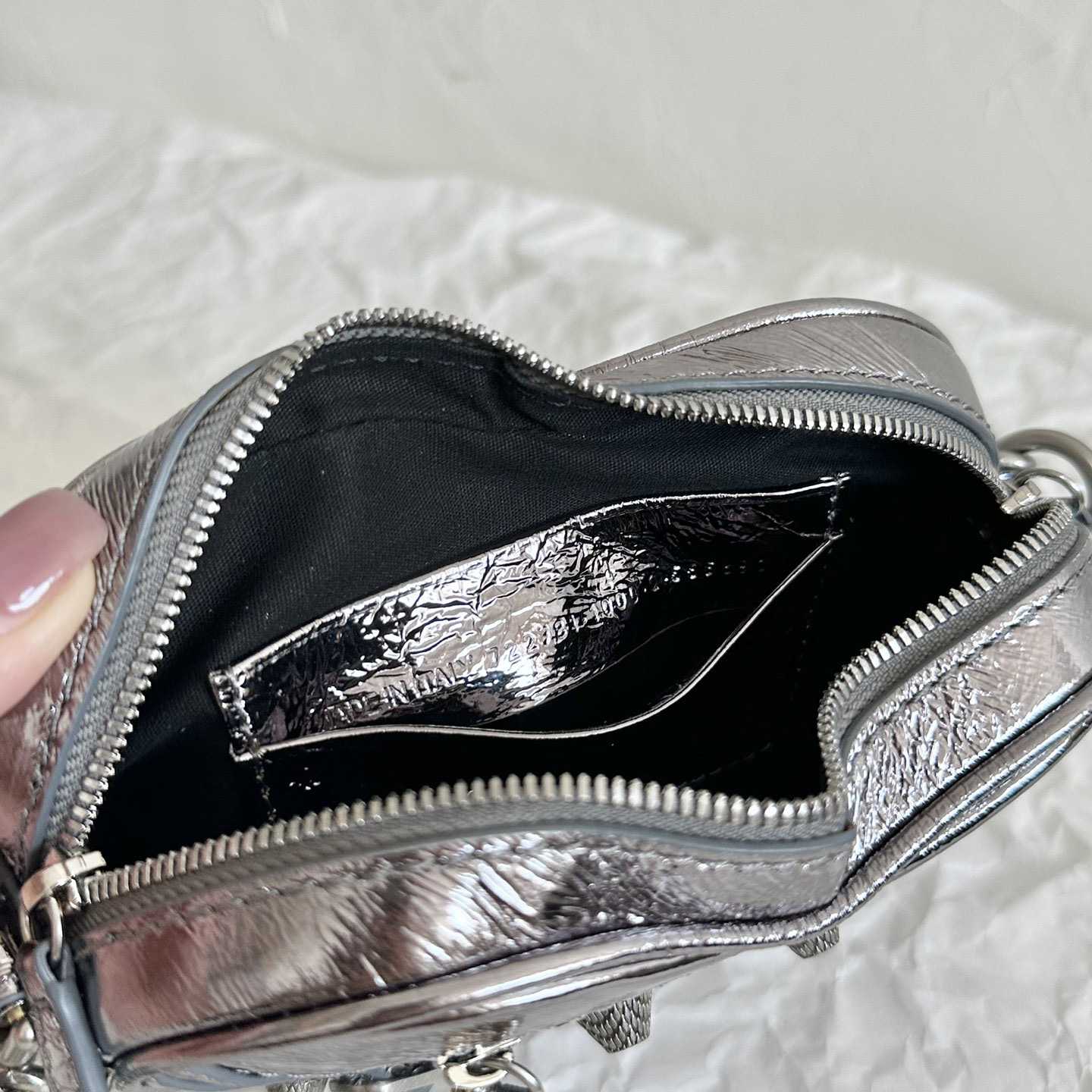 Balenciaga Le Cagole Heart Mini Bag Metallized In Silver (16-12.7-4.5cm) - DopestKickz