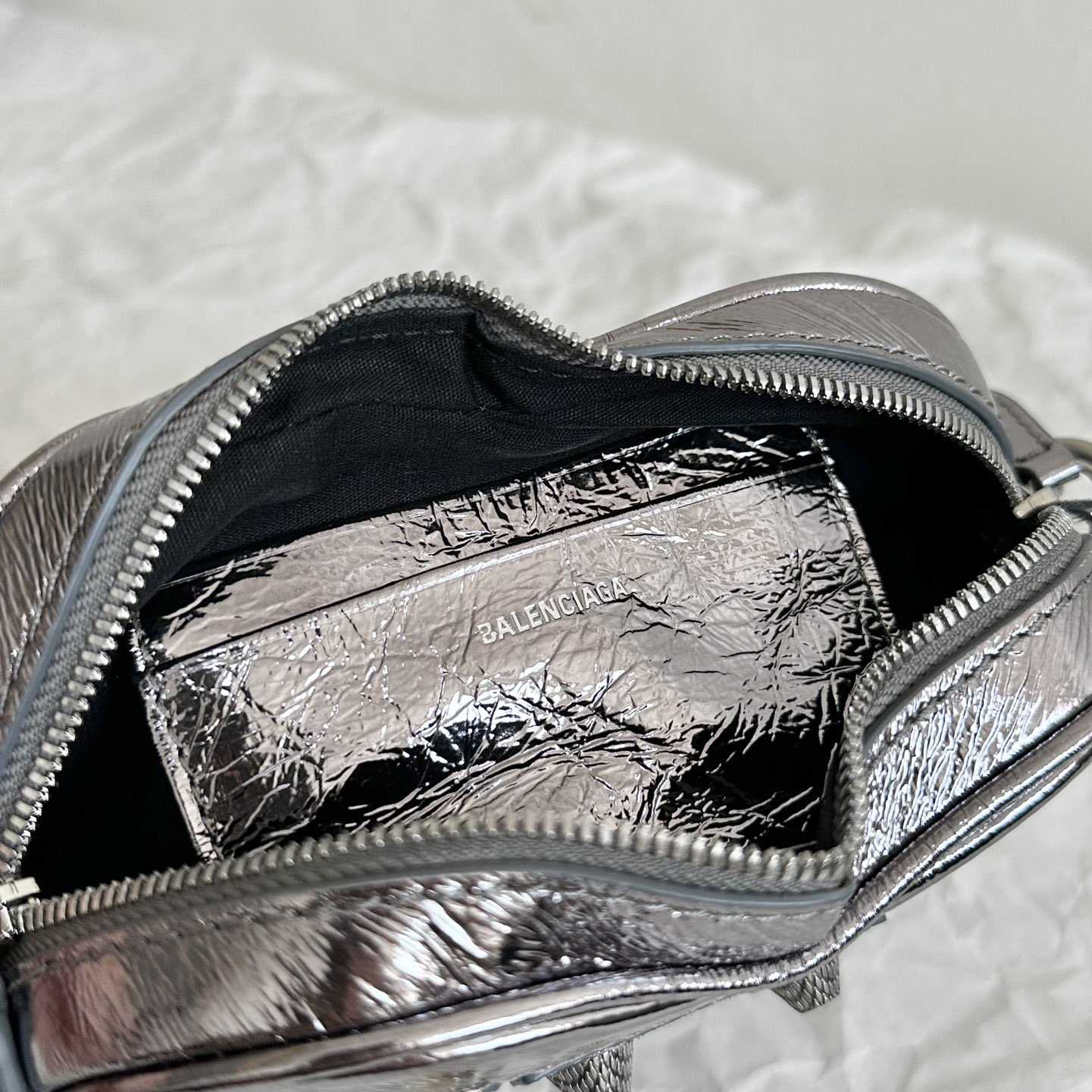 Balenciaga Le Cagole Heart Mini Bag Metallized In Silver (16-12.7-4.5cm) - DopestKickz