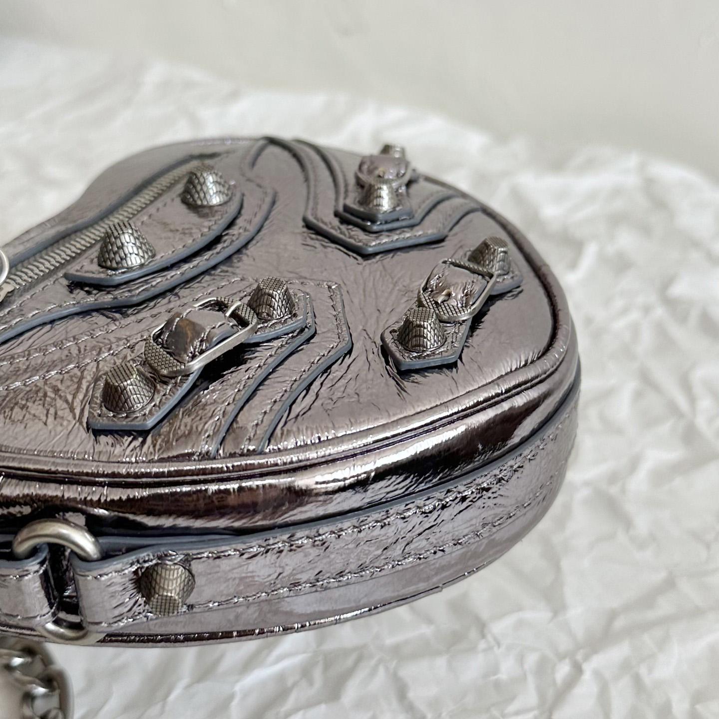 Balenciaga Le Cagole Heart Mini Bag Metallized In Silver (16-12.7-4.5cm) - DopestKickz