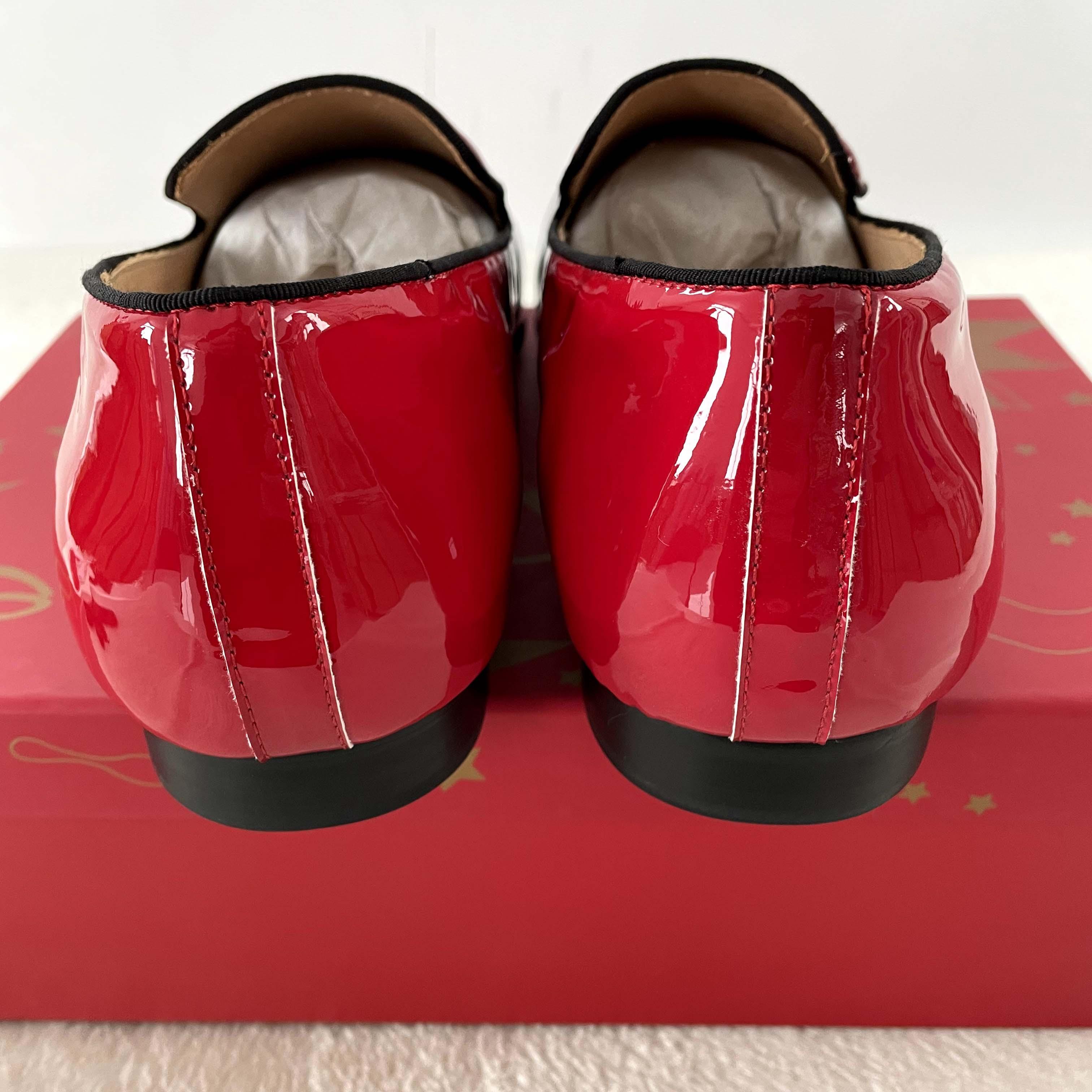 Christian Louboutin Black Red Patent leather Loafers Dress Shoes - DopestKickz