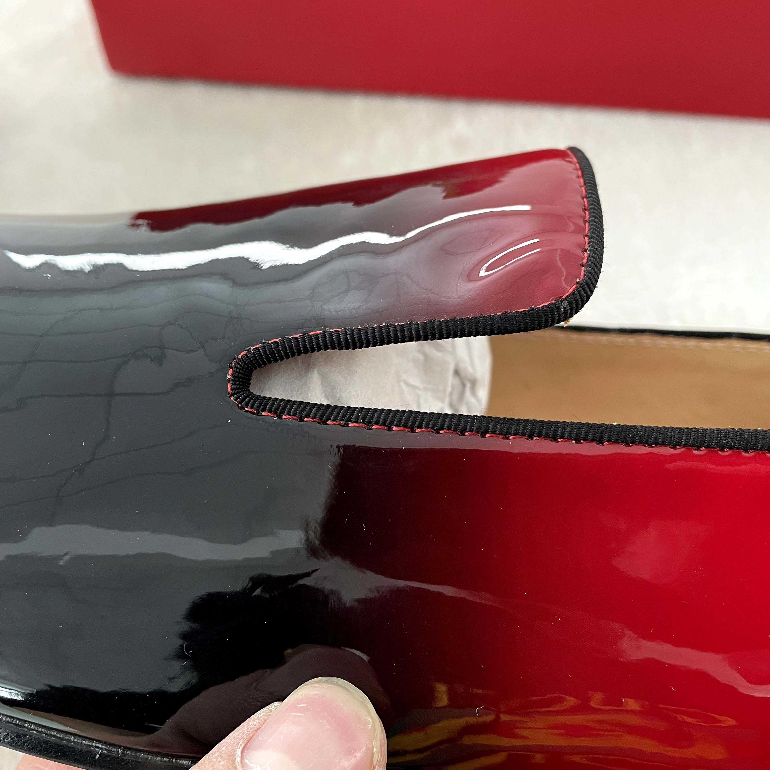 Christian Louboutin Black Red Patent leather Loafers Dress Shoes - DopestKickz