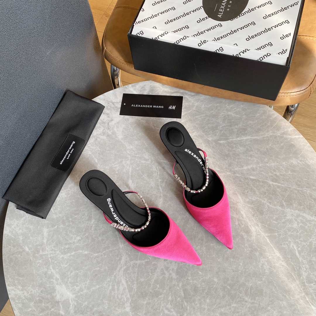 Alexander Wang Delphine 65 Logo Strap Mule In Viscose - DopestKickz