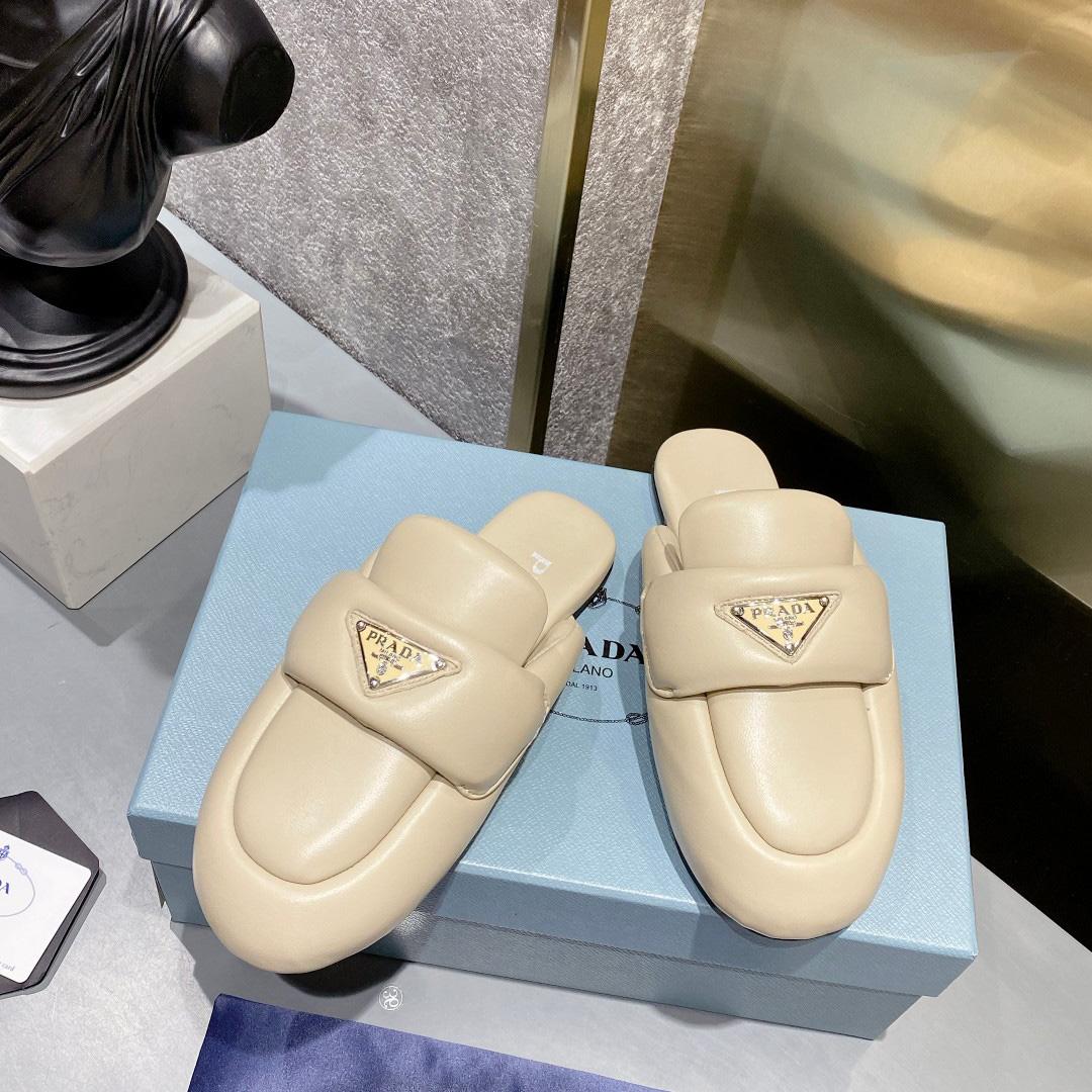 Prada Soft Padded Nappa Leather Sabots - DopestKickz