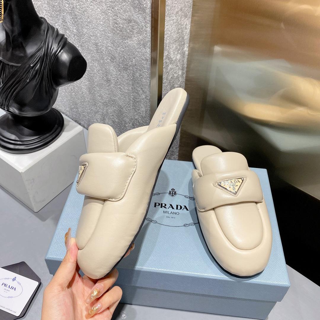 Prada Soft Padded Nappa Leather Sabots - DopestKickz
