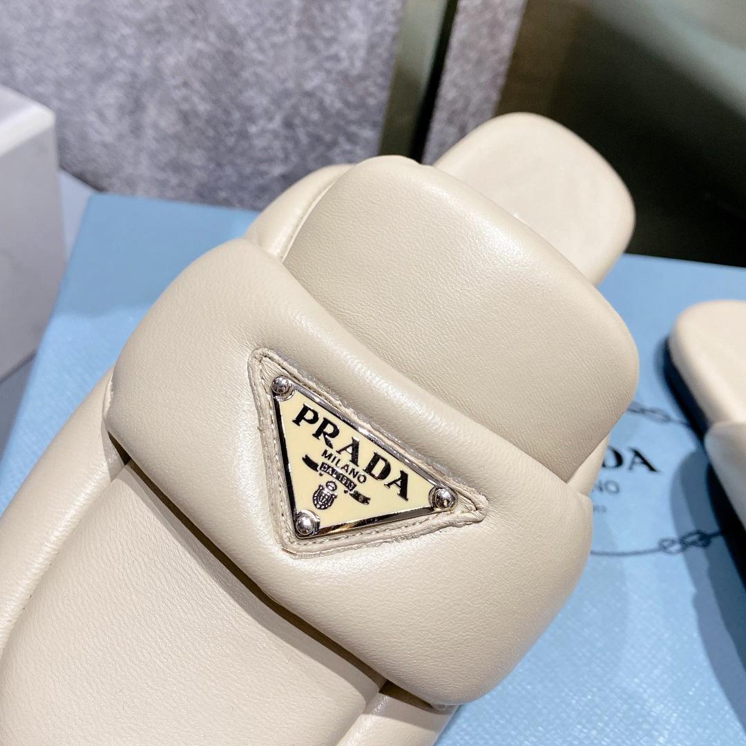 Prada Soft Padded Nappa Leather Sabots - DopestKickz