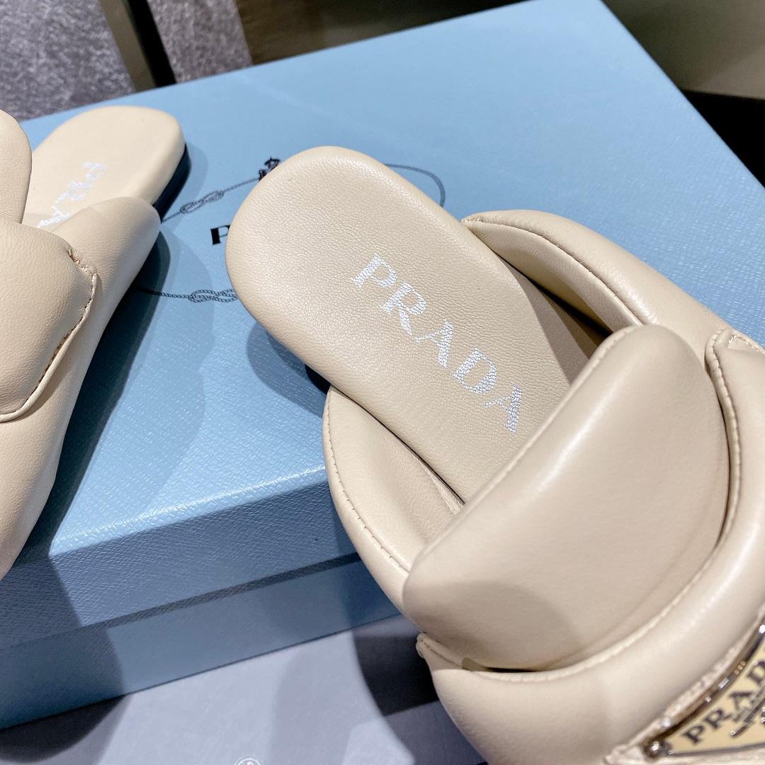 Prada Soft Padded Nappa Leather Sabots - DopestKickz