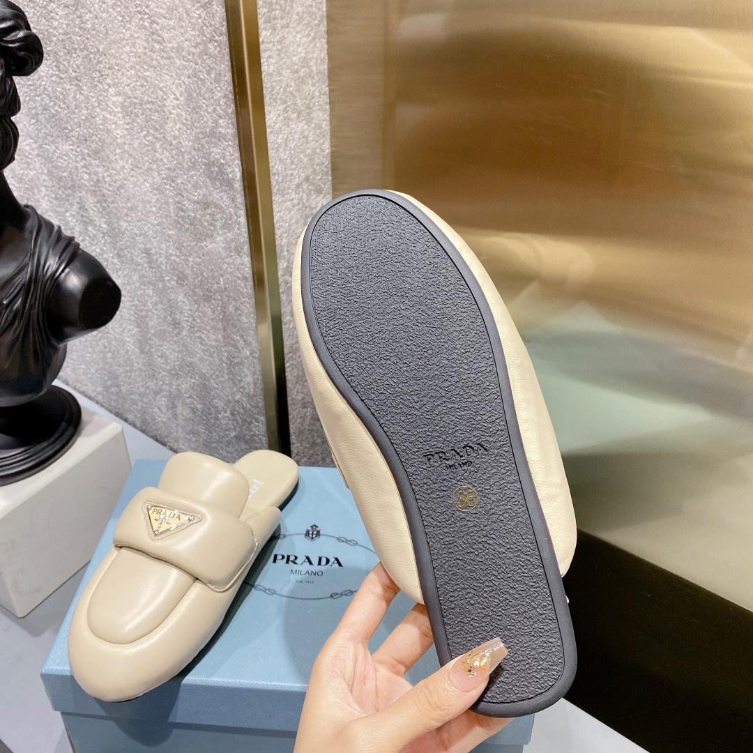 Prada Soft Padded Nappa Leather Sabots - DopestKickz
