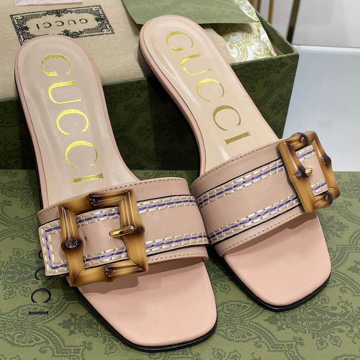 Gucci Women's Slide Sandal With Bamboo Buckle - DopestKickz