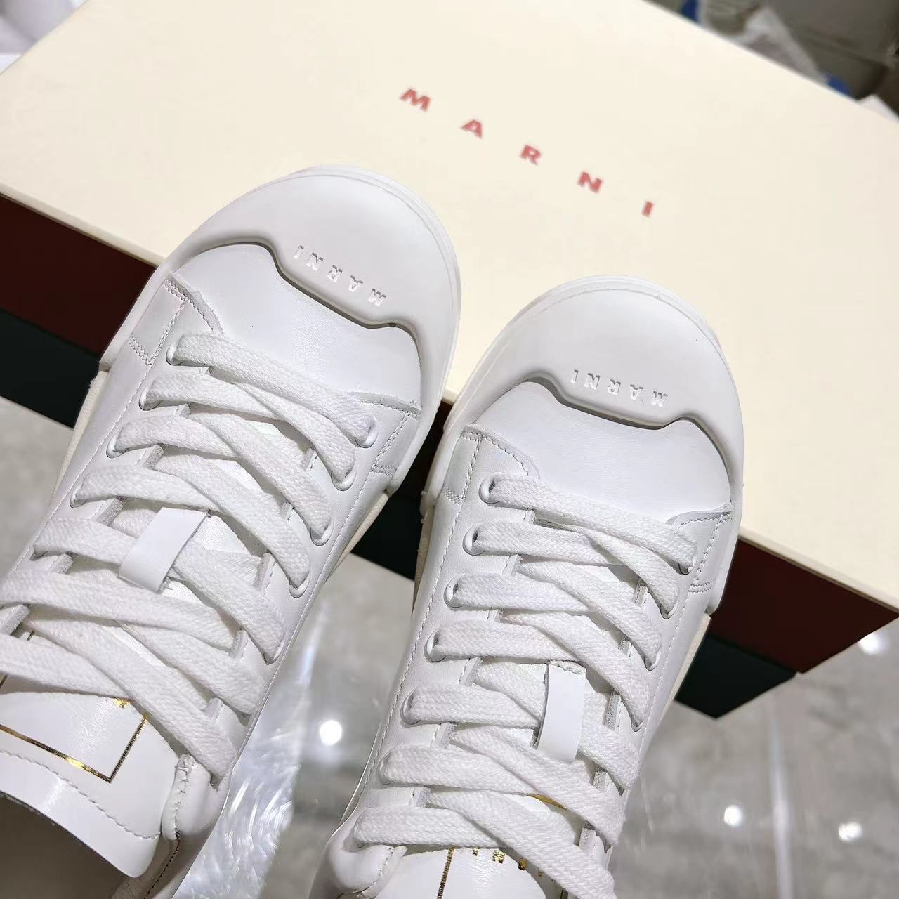 Marni Dada Bumper Sneaker In White Leather - DopestKickz