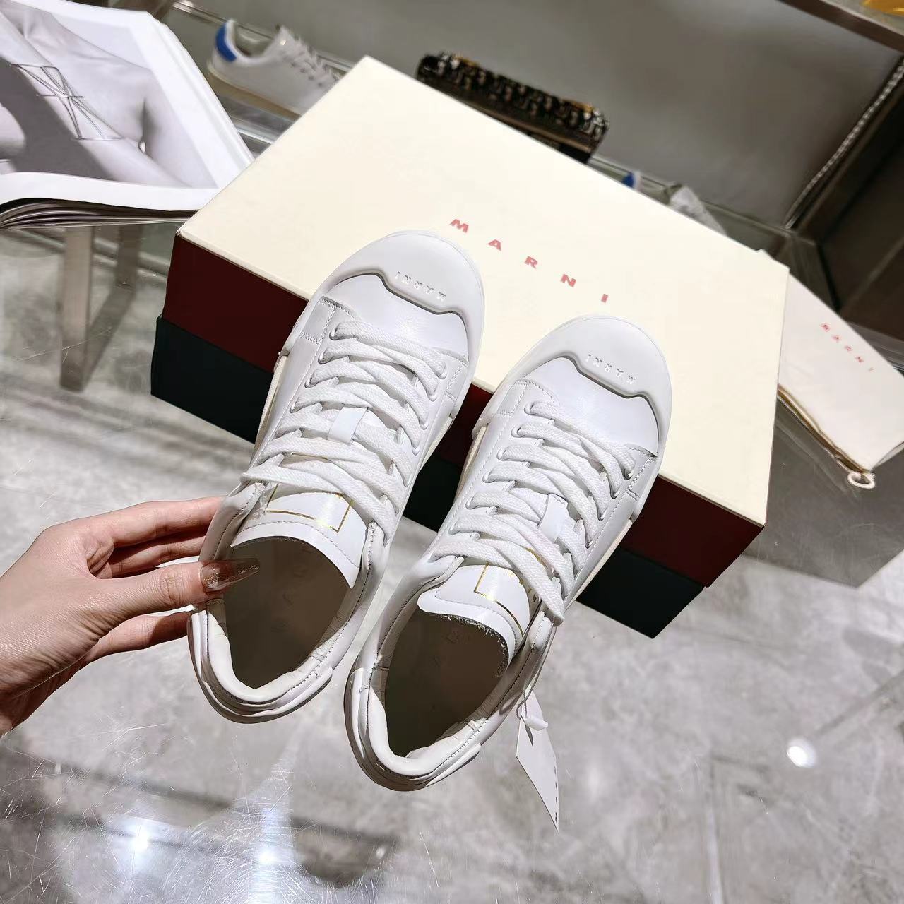 Marni Dada Bumper Sneaker In White Leather - DopestKickz