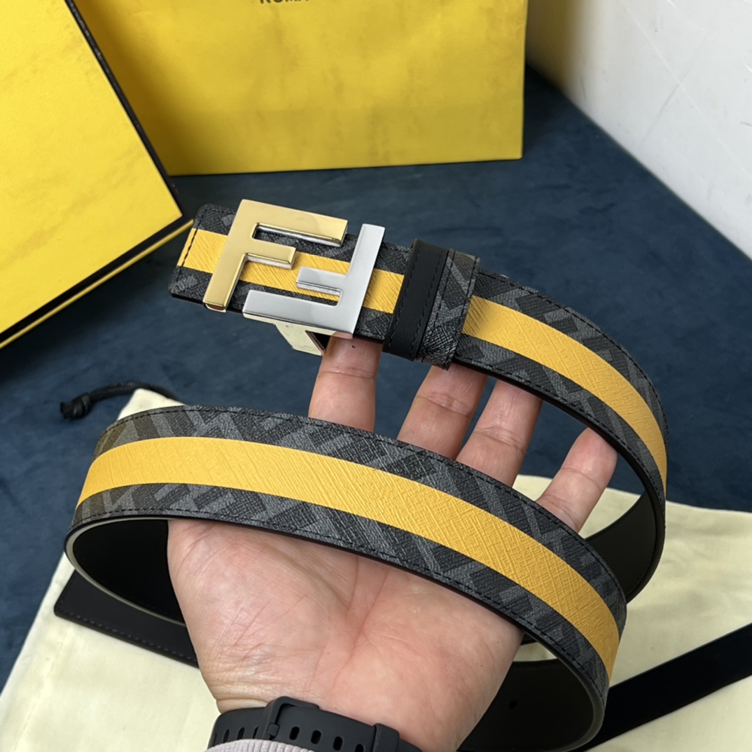 Fendi Reversible Black Leather Belt  - DopestKickz