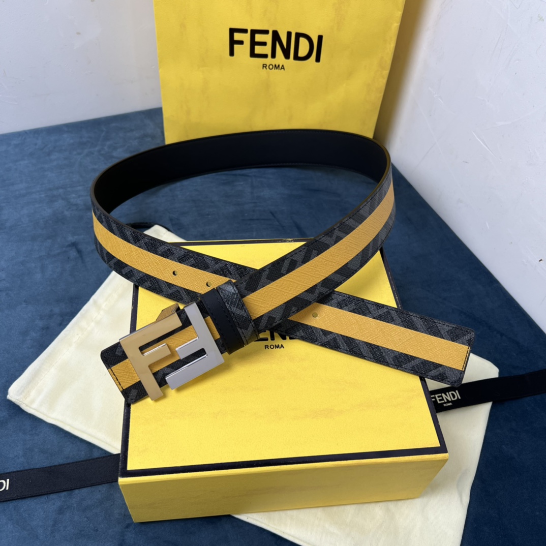 Fendi Reversible Black Leather Belt  - DopestKickz