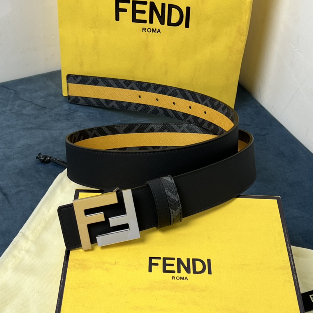 Fendi Reversible Black Leather Belt  - DopestKickz