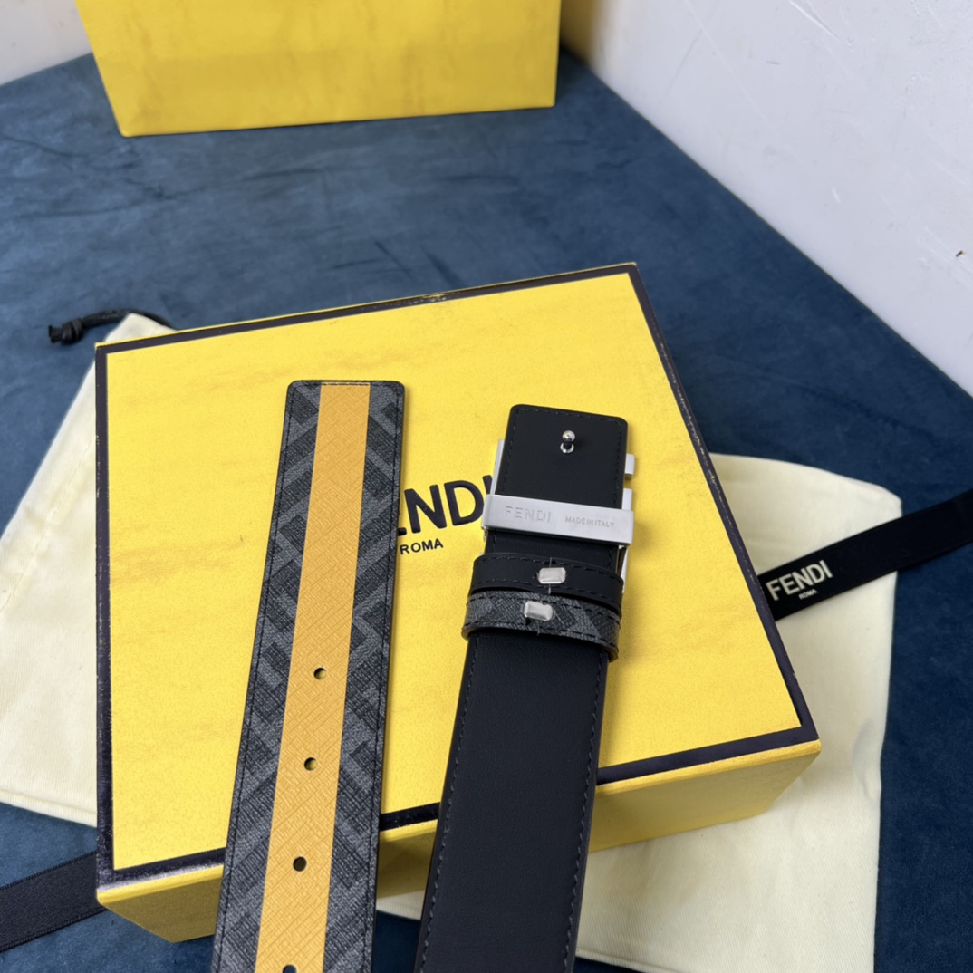 Fendi Reversible Black Leather Belt  - DopestKickz