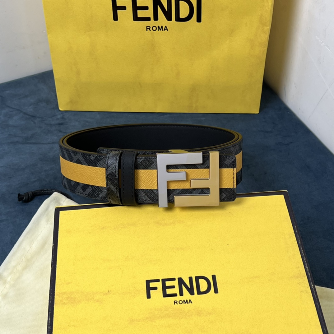 Fendi Reversible Black Leather Belt  - DopestKickz