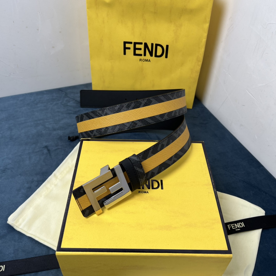 Fendi Reversible Black Leather Belt  - DopestKickz