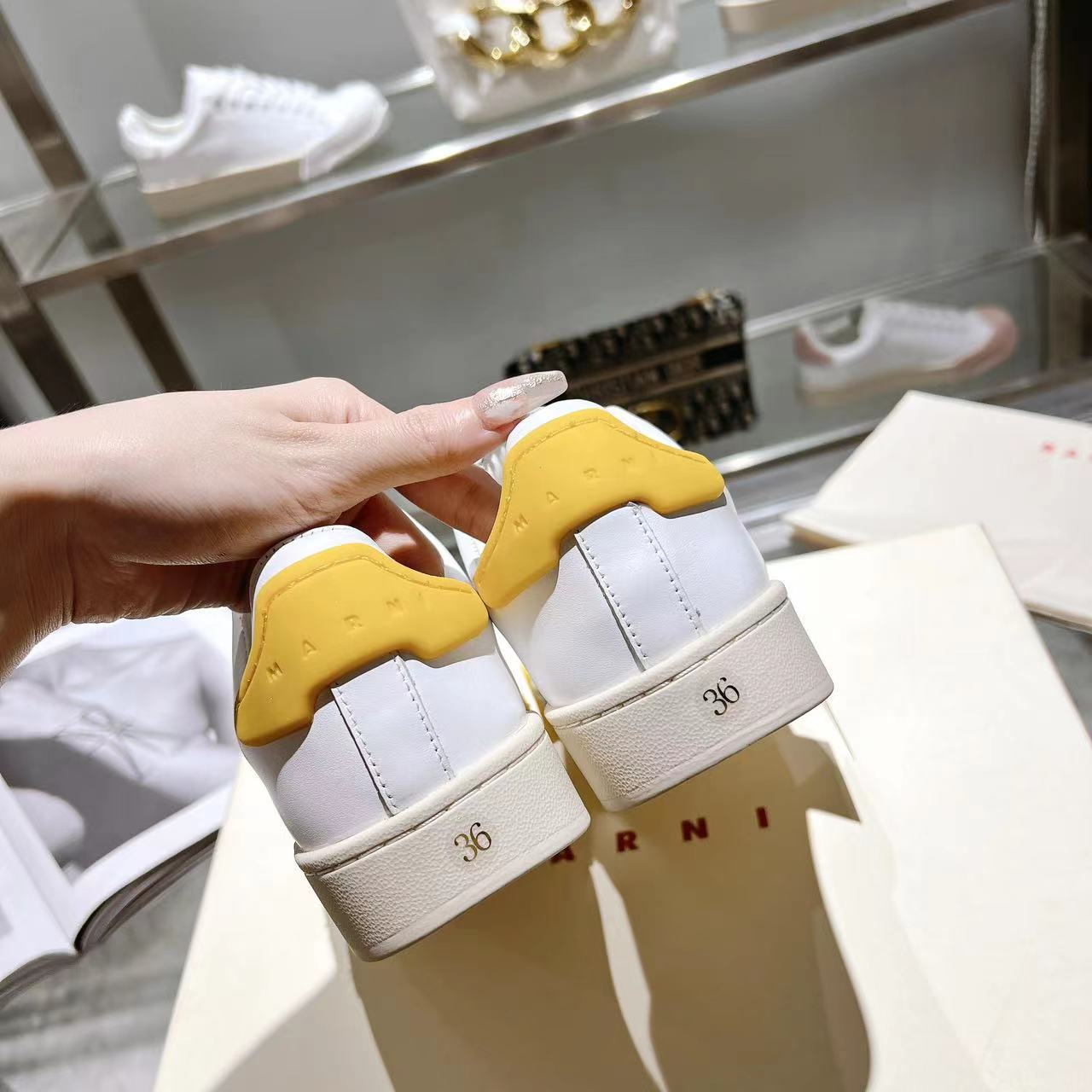 Marni Dada Bumper Sneaker In White And Yellow Leather - DopestKickz