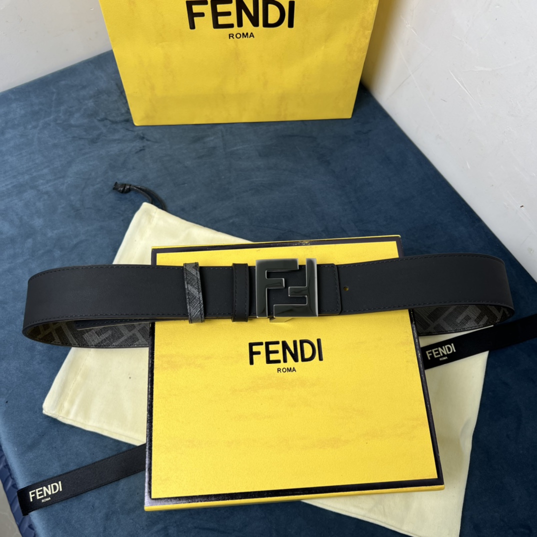 Fendi Reversible Black Leather Belt  - DopestKickz