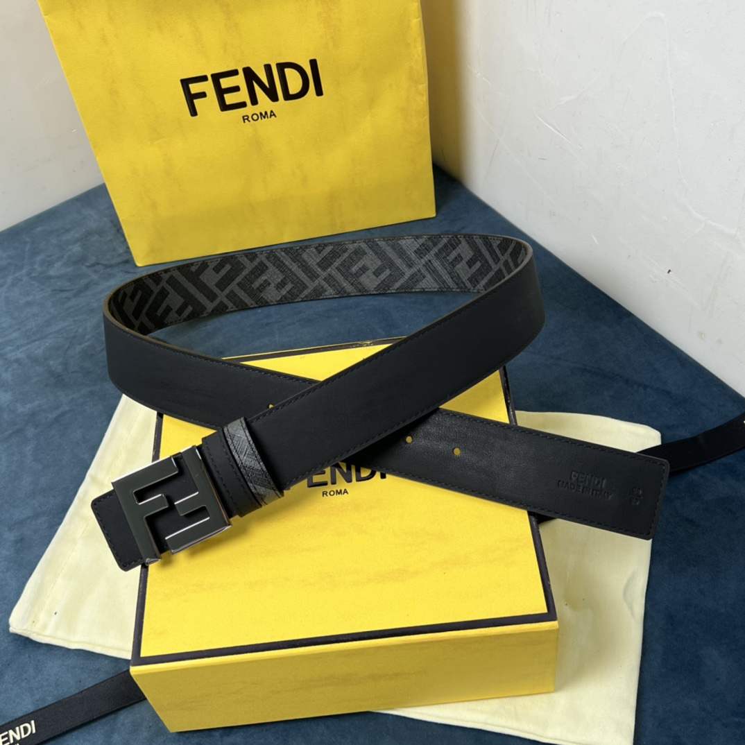 Fendi Reversible Black Leather Belt  - DopestKickz