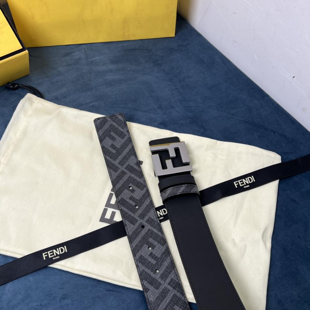 Fendi Reversible Black Leather Belt  - DopestKickz