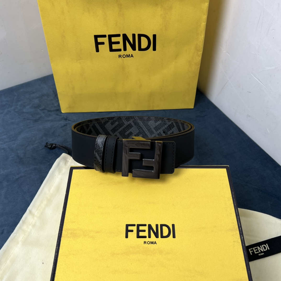 Fendi Reversible Black Leather Belt  - DopestKickz