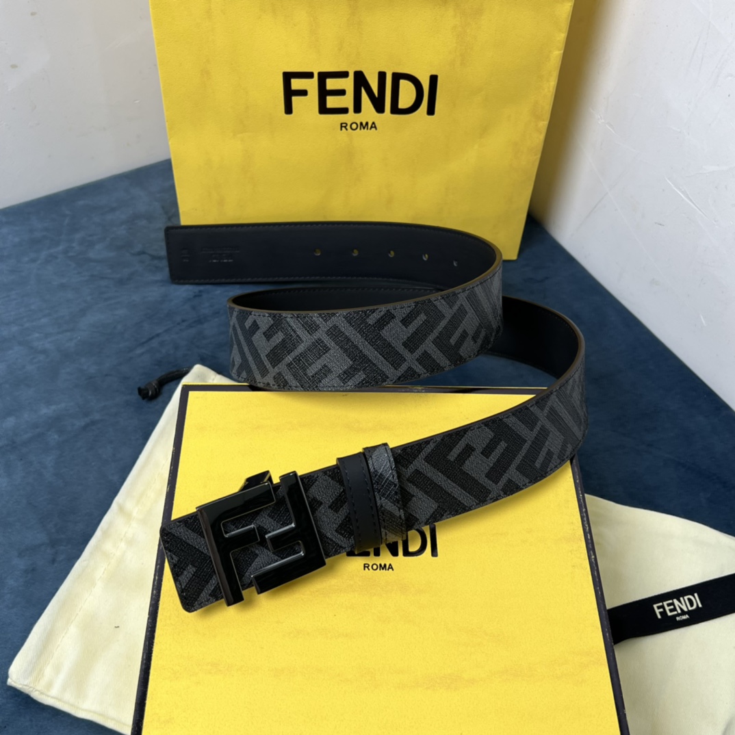 Fendi Reversible Black Leather Belt  - DopestKickz