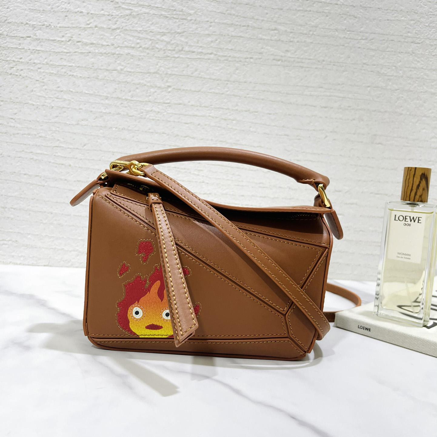 Loewe Calcifer Mini Puzzle Bag In Satin Calfskin And Crystal - DopestKickz