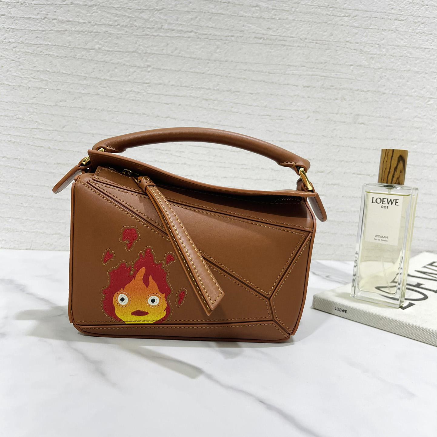 Loewe Calcifer Mini Puzzle Bag In Satin Calfskin And Crystal - DopestKickz