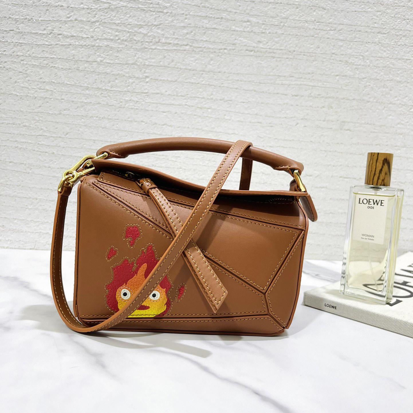 Loewe Calcifer Mini Puzzle Bag In Satin Calfskin And Crystal - DopestKickz