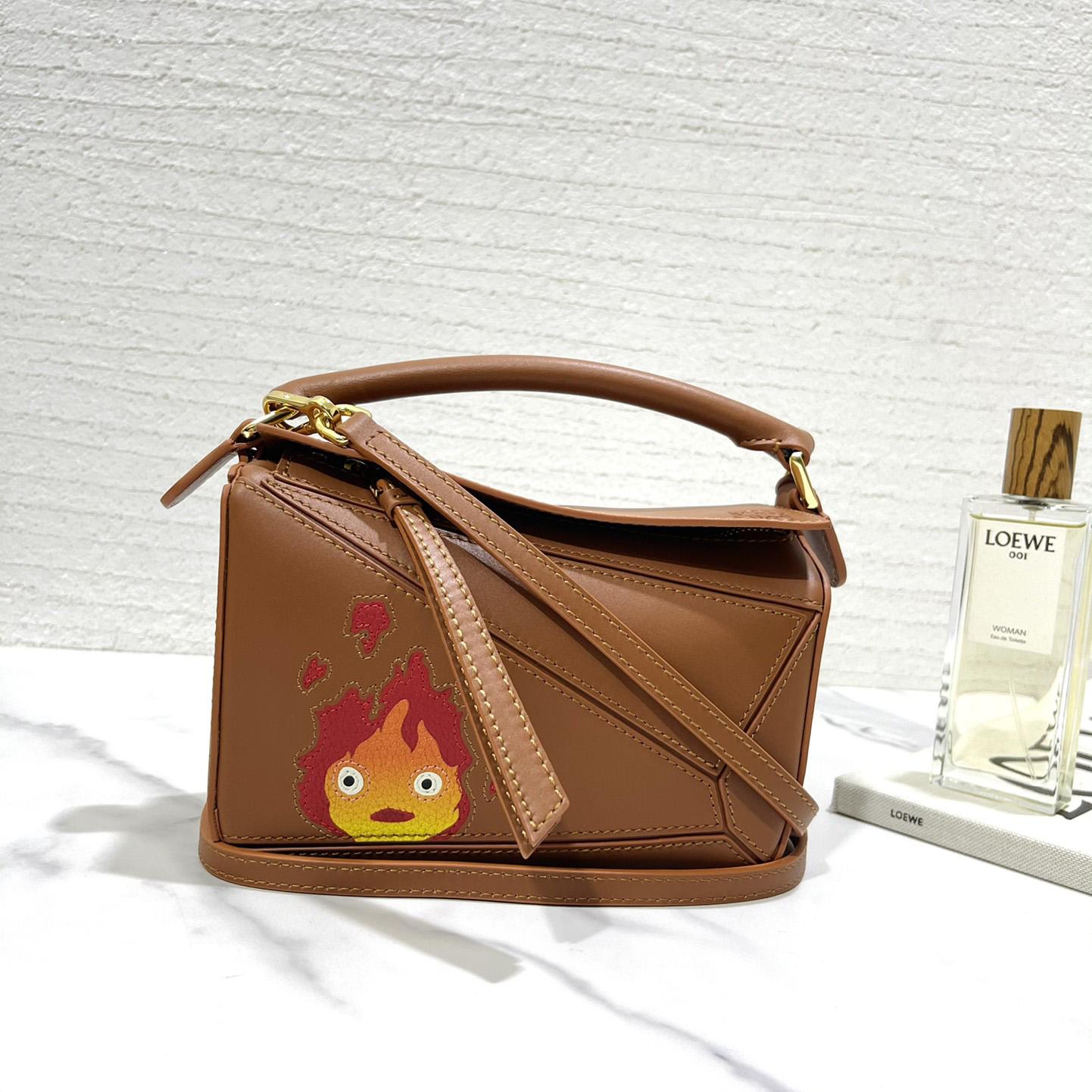 Loewe Calcifer Mini Puzzle Bag In Satin Calfskin And Crystal - DopestKickz