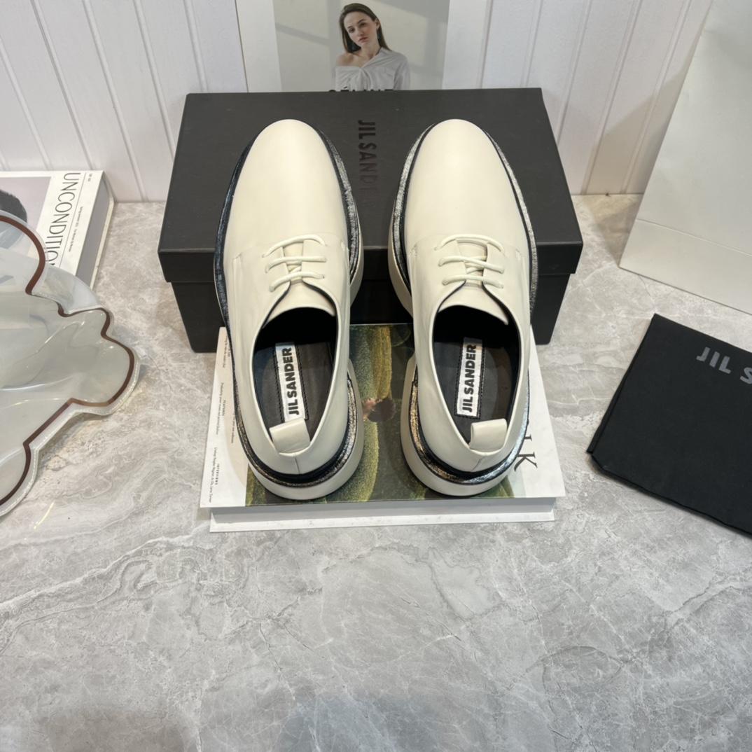 JIl Sander White Wedge Lace-Ups - DopestKickz
