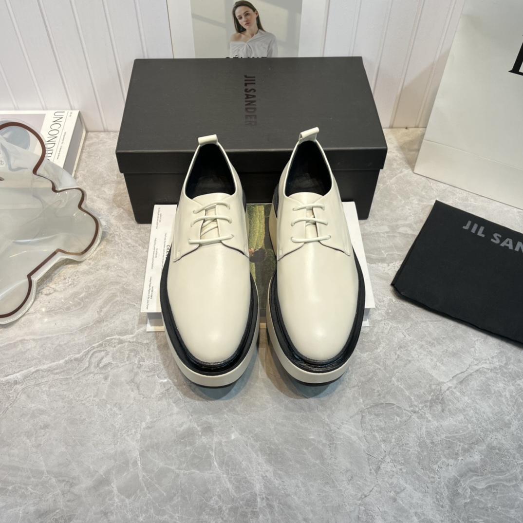 JIl Sander White Wedge Lace-Ups - DopestKickz