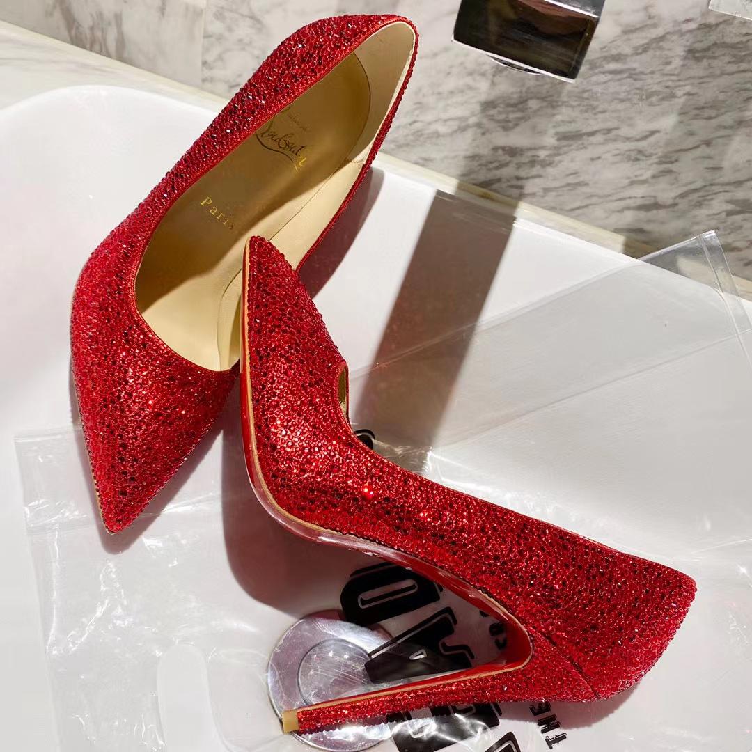 Christian Louboutin Red Leather Strass Degrade So Kate Pumps - DopestKickz