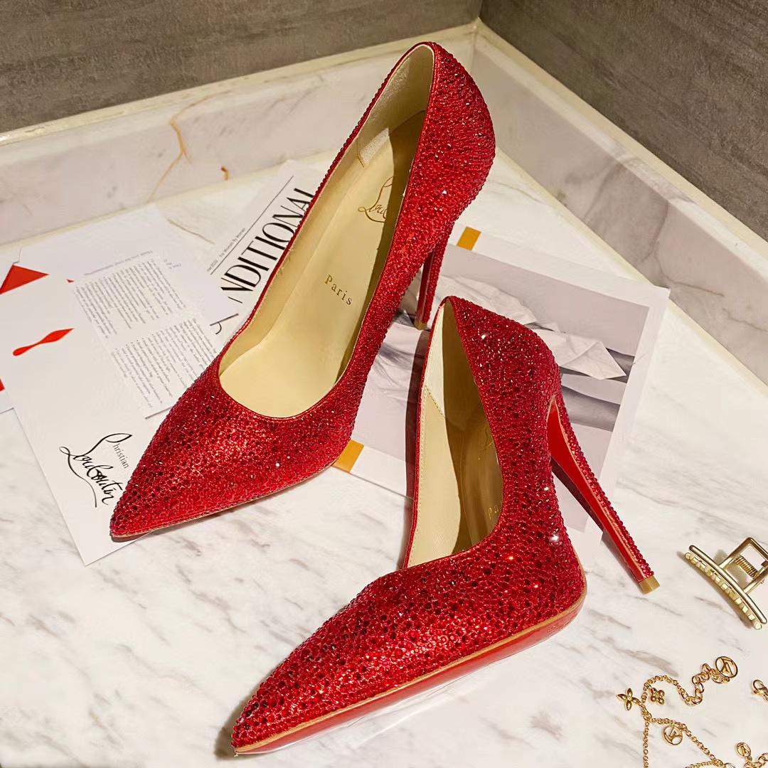 Christian Louboutin Red Leather Strass Degrade So Kate Pumps - DopestKickz