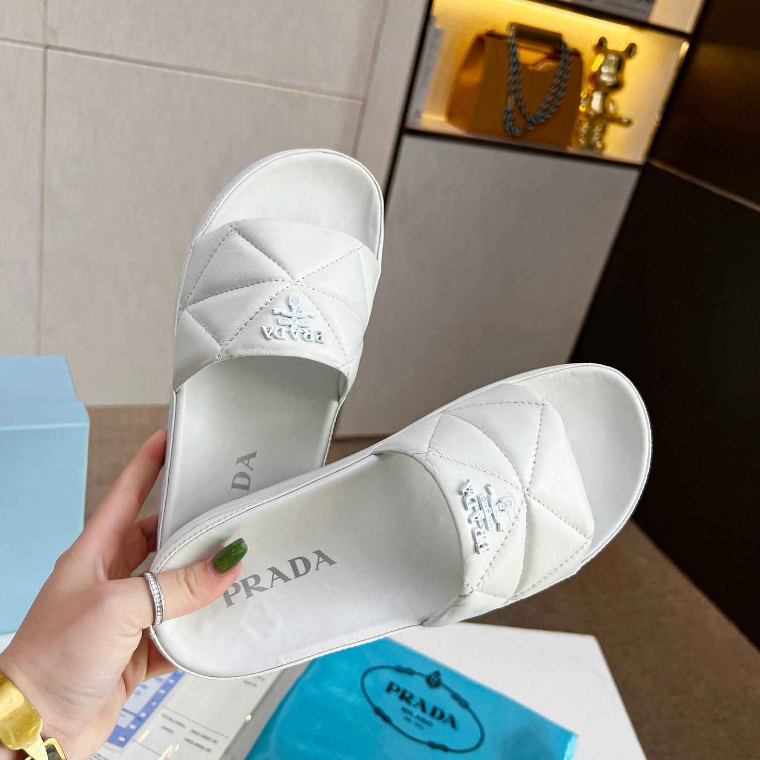 Prada Quilted Nappa Leather Slides - DopestKickz
