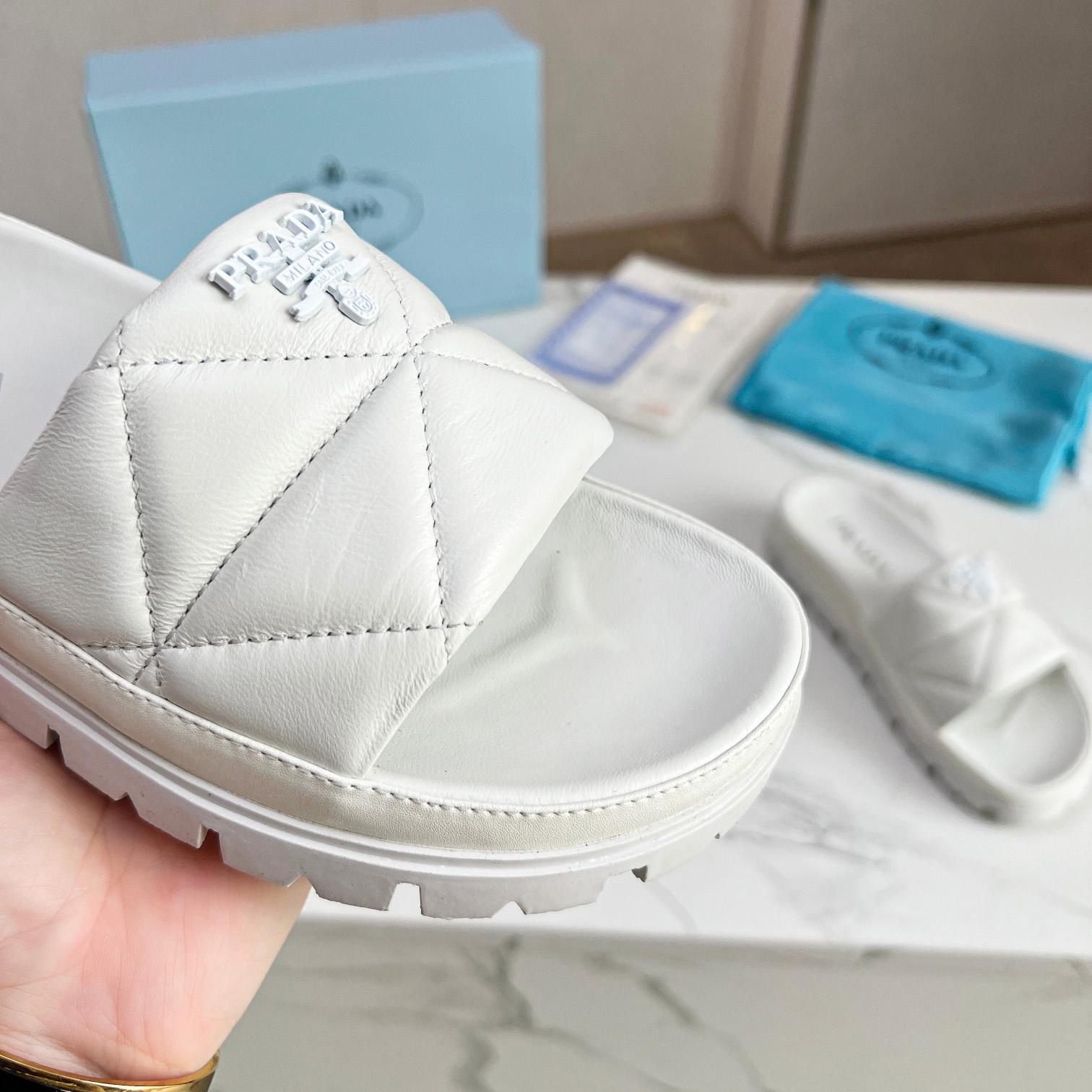 Prada Quilted Nappa Leather Slides - DopestKickz