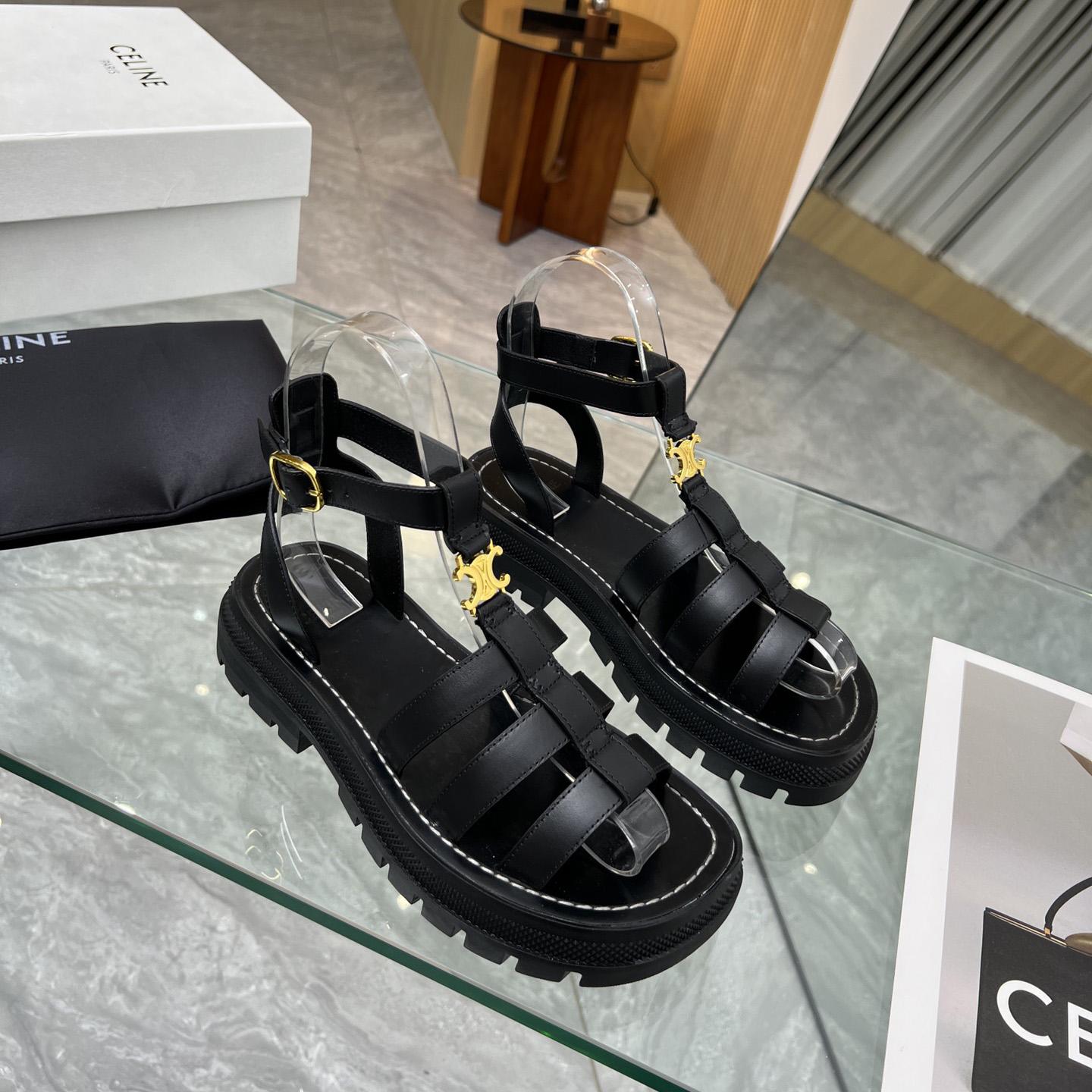 Celine Clea Triomphe Gladiator Chunky Sandal In Vegetable - Tanned Calfskin - DopestKickz