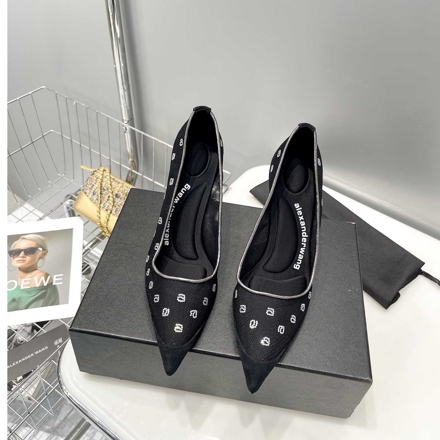 Alexander Wang Delphine 105 Pump In Mesh/Crystal - DopestKickz