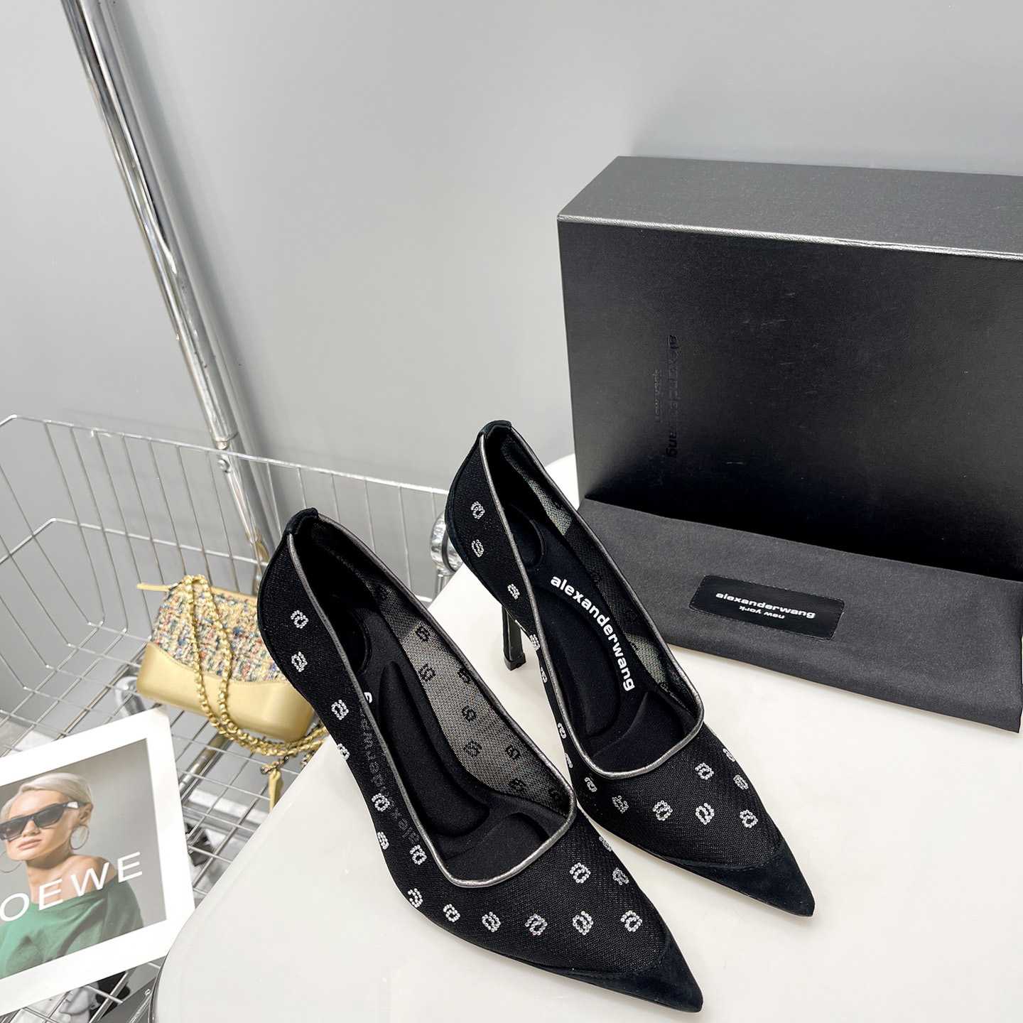 Alexander Wang Delphine 105 Pump In Mesh/Crystal - DopestKickz