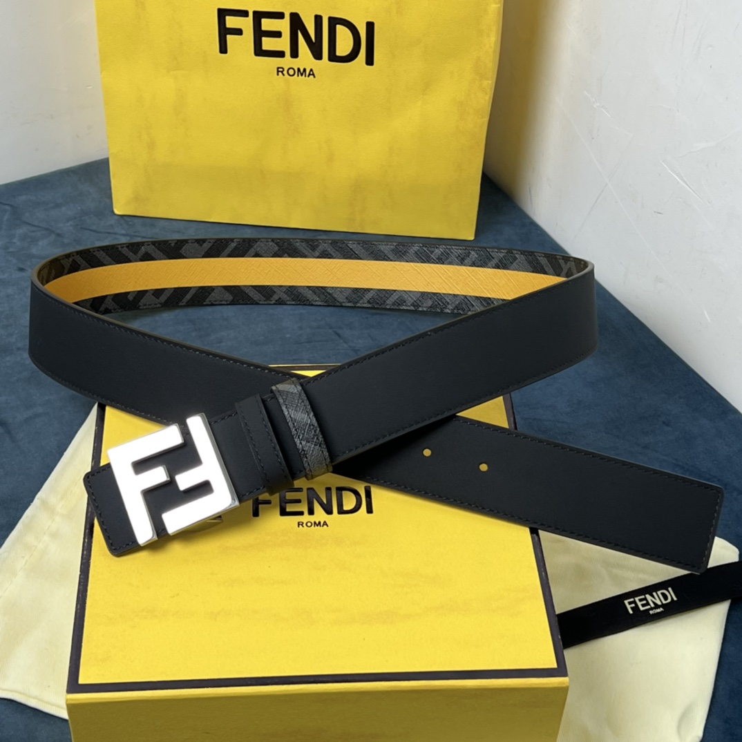 Fendi Reversible Black Leather Belt  - DopestKickz