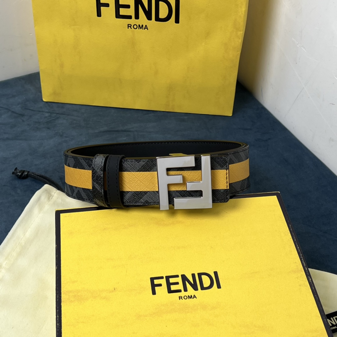 Fendi Reversible Black Leather Belt  - DopestKickz