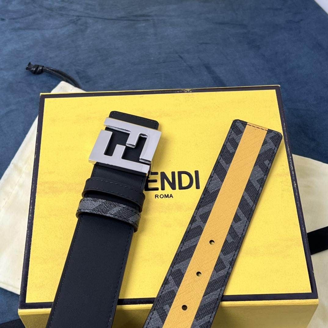 Fendi Reversible Black Leather Belt  - DopestKickz
