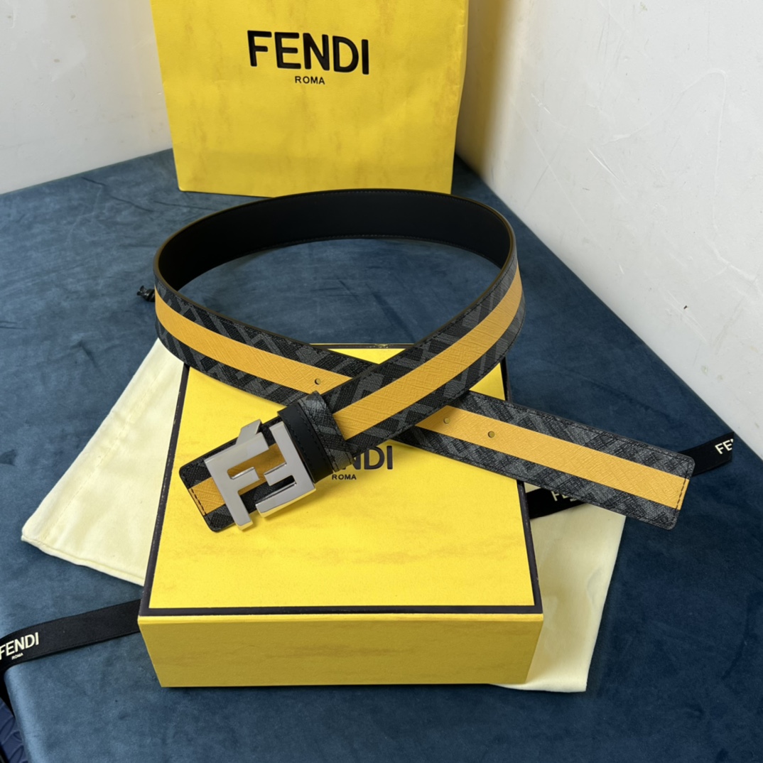 Fendi Reversible Black Leather Belt  - DopestKickz