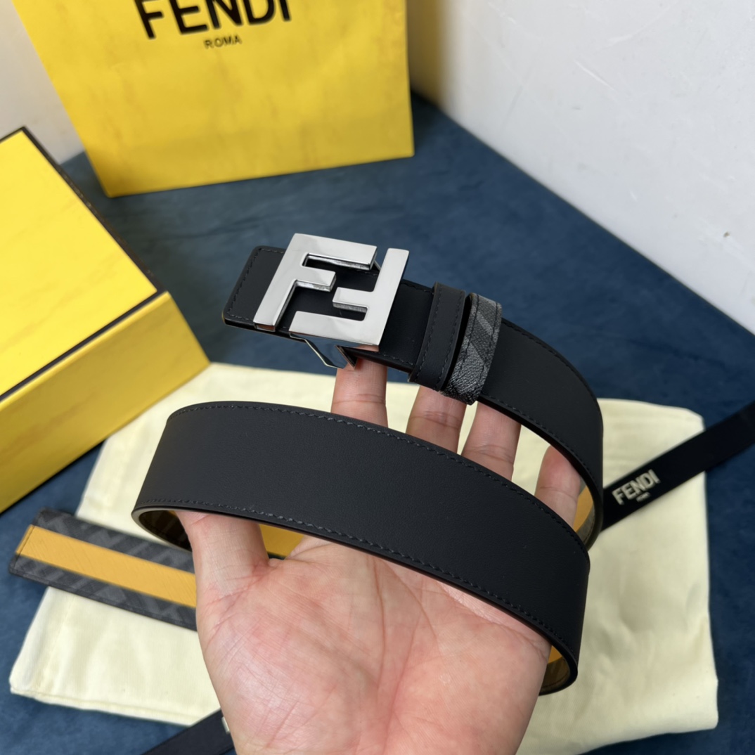 Fendi Reversible Black Leather Belt  - DopestKickz