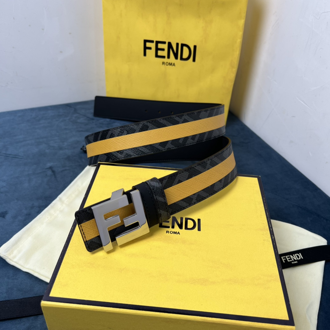 Fendi Reversible Black Leather Belt  - DopestKickz