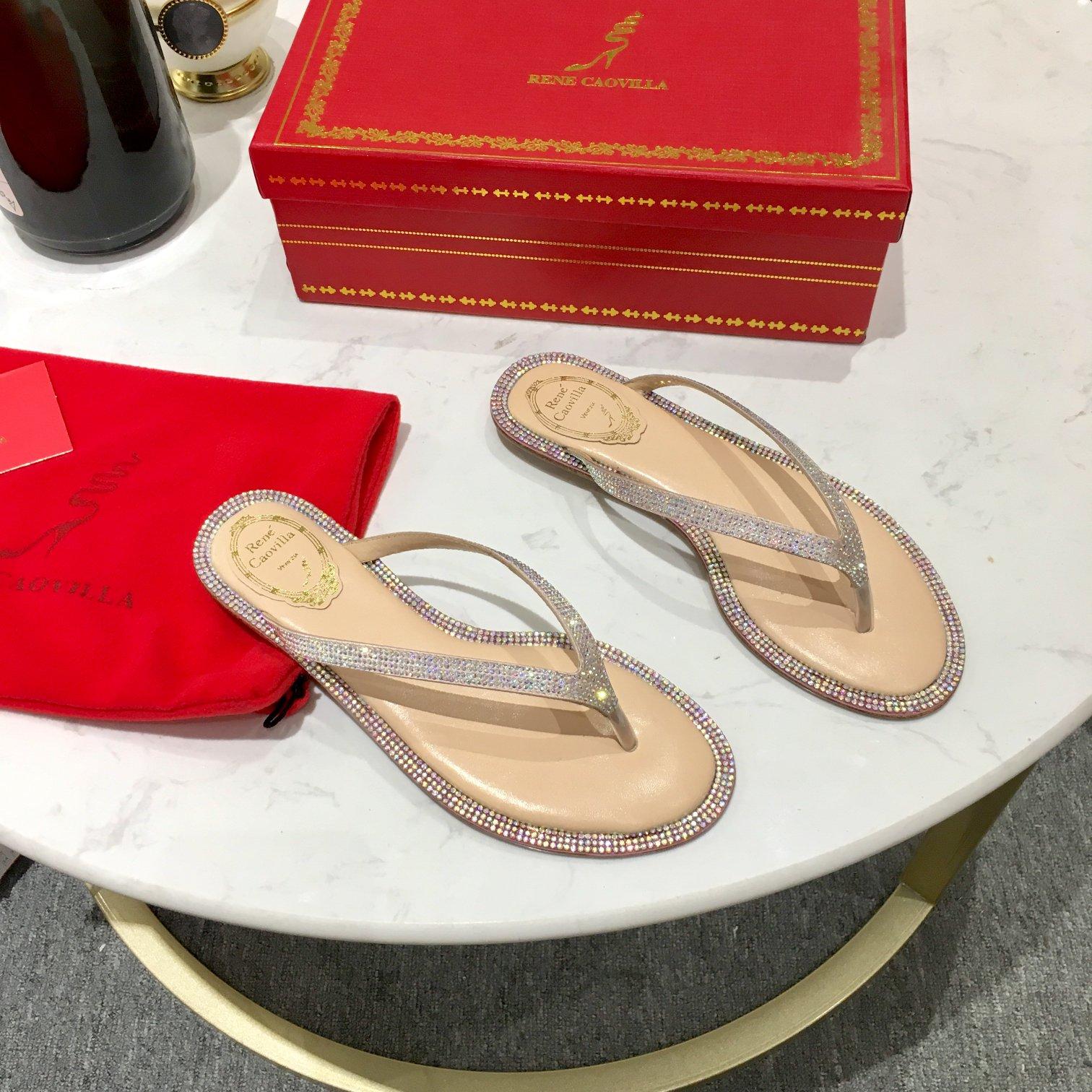 Rene Caovilla Diana Crystal Beige Flip-Flop 10 - DopestKickz